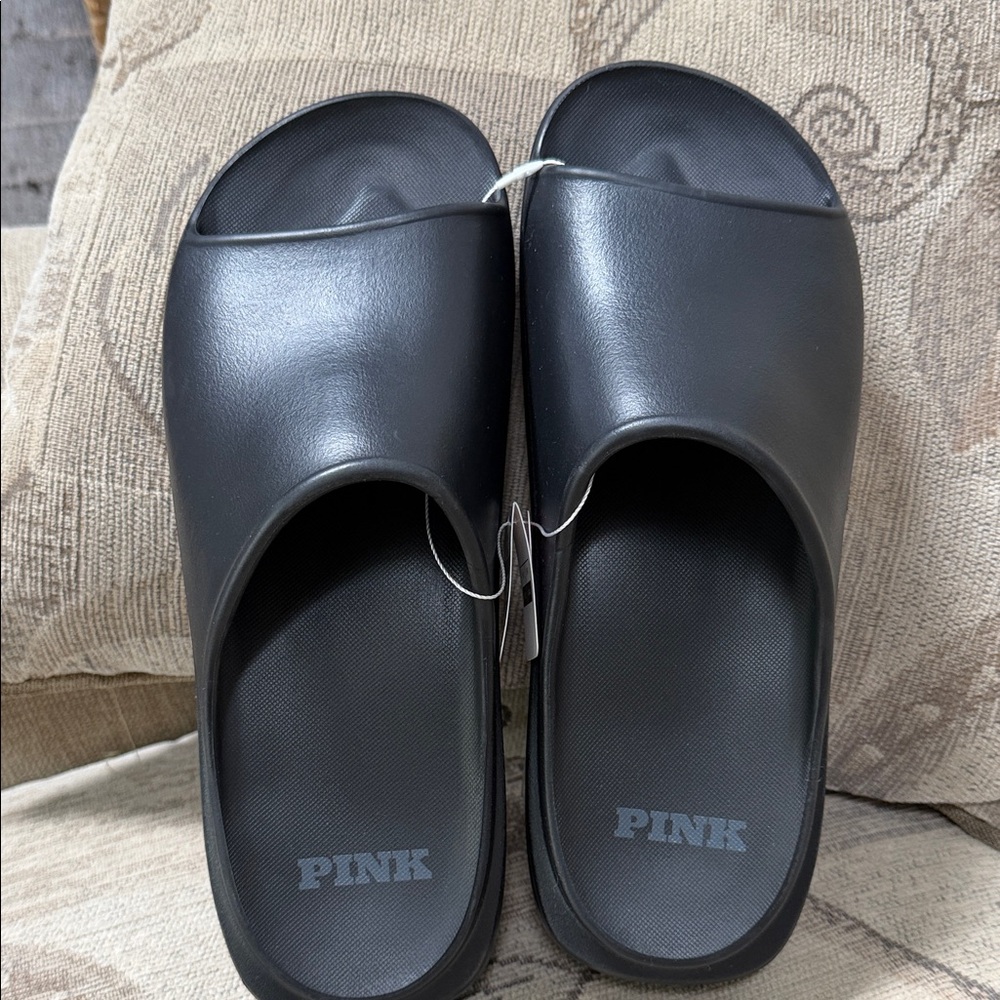 PINK Victoria's Secret Black Slide Sandals